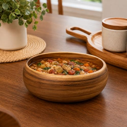 Handcrafted Hawaiian Wood Serving Bowl – Organic Acacia Natural Wooden Salad, Soup, Decor, Fruit & Candy Bowl (Large 4x10 inch) - size: Large