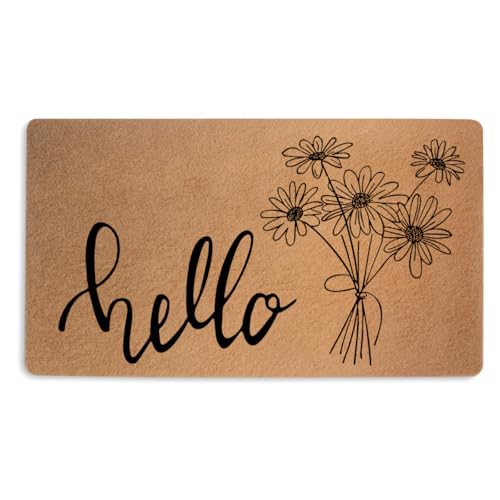 Floral Door Mat 18x30 Inch, Wildflowers Bouquet Durable Welcome Mat | Housewarming Gifts for Outdoor Indoor Entryway Porch Home, Coco Coir Doormat with Heavy Duty Non-Slip PVC Backing - color: Multicolour 0367