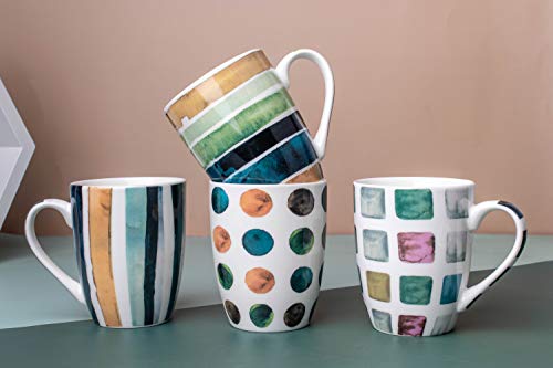 Set of 4 11.5oz Marble Patterns Coffee Mugs, Ceramic Tea Cup Set.