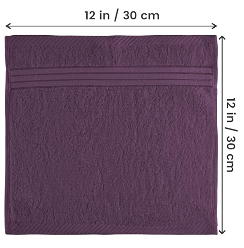 Utopia Towels 12 Pack Premium Wash Cloths, 12x12 in, 100% Cotton, Plum | Highly Absorbent Soft Feel Lightweight Washcloths - Premium Ring Spun Cotton, Ideal for Bathroom, Spa, Gym & Face - color: Plum