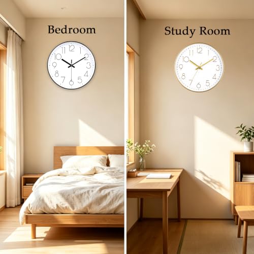 2 Pack Black&Gold Wall Clock 12 Inch Silent Wall Clocks Battery Operated | Home Office Kitchen School - color: Black&gold, size: 2 Pack-12 Inch