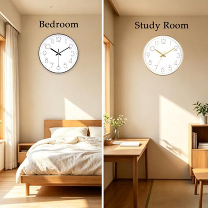 2 Pack Black&Gold Wall Clock 12 Inch Silent Wall Clocks Battery Operated | Home Office Kitchen School - color: Black&gold, size: 2 Pack-12 Inch