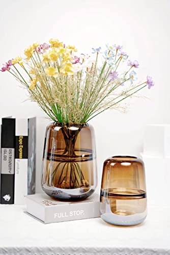 Modern Minimalist vase, Crystal Glass vase, vase, Flower vase, Dried Flower vase（Amber）