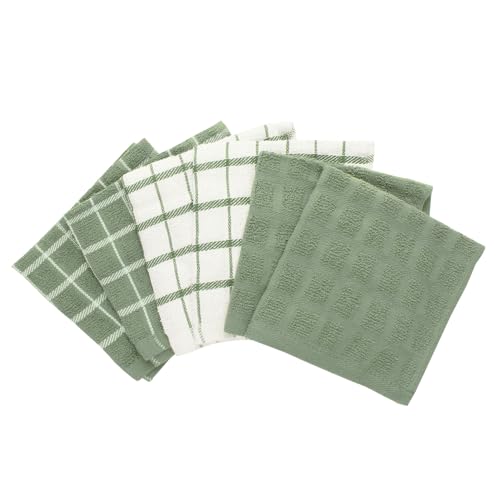 Ritz Premium Terry Check Kitchen Dish Cloths, 6-Pack, Juniper - color: Juniper, size: 6-Pack - Dish Cloths