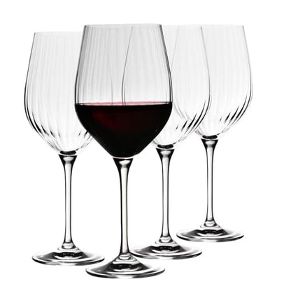 KROSNO Red Wine Glasses Set of 4, 15.2 oz, Lumi Collection | Wine Tumbler with Stem, Lead-Free Crystal Glassware, Drinking Glasses, Riedel Cups, Home & Restaurant, Dishwasher Safe - style: Chic