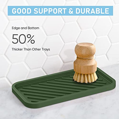 Silicone Sponge Holder-Large Thick Durable 10" Sink Organizer Tray-Kitchen | Thick Durable Sponge Caddy, Large Sink Tray, Dish Soap & Scouring Pad Holder, Countertop Drip Tray, Easy Clean, Rust-Proof - color: G-ge, size: 10x5.1inch