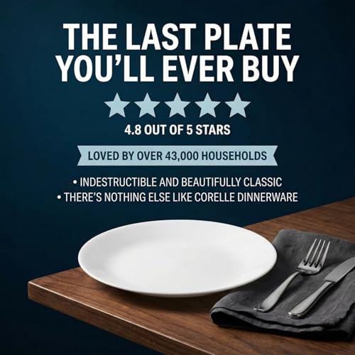 Corelle Vitrelle 6-Piece Salad Plates Set Triple Layer Glass and Chip Resistant, 8-1/2-Inch Lightweight Round Plates, Winter Frost White - size: 8.5" Salad Plates