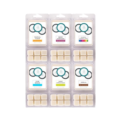 Scented Soy Wax Melts - 6 Pack Set with Oil Fragrance - 36 cubes - Vol #1