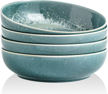 30oz Ceramic bowls set of 4-8" serving bowls for Kitchen,Pasta,Salad-Dishwasher & Microwave Safe Perfect for Housewarming, Thanksgiving, Christmas-Teal Green - color: Teal Green