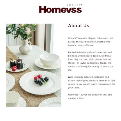 HomeVss, New Bone China Dinnerware Set, Embossed Diamond Design, 20pc Set - color: Diamond, size: Service for 4 - 20pc Set