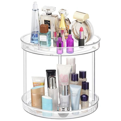 URALFA 2 Tier Lazy Susan Turntable, 9 Inch Clear Organizer for Cabinet | Acrylic Rotating Spinning Storage Rack, Plastic Multi-layer Shelf for Spice Rack, Fridge, Bathroom, Pantry - size: 9 Inch / 2 Tier / 1 Pack