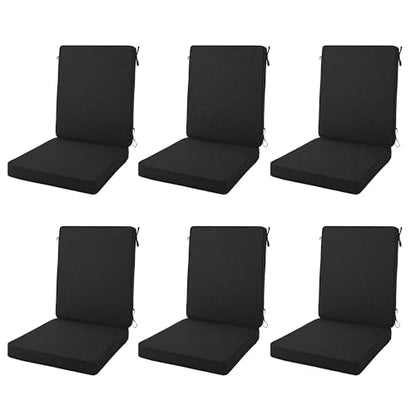 Outdoor Chair Cushions 20x20 Inch, Set of 6, Black | Water Resistant, Fade Resistant, Patio Furniture Lawn Dining Seat Replacement with High Back, Removable Cover with Zipper - color: Black, size: 20" x 20" 6 Pack