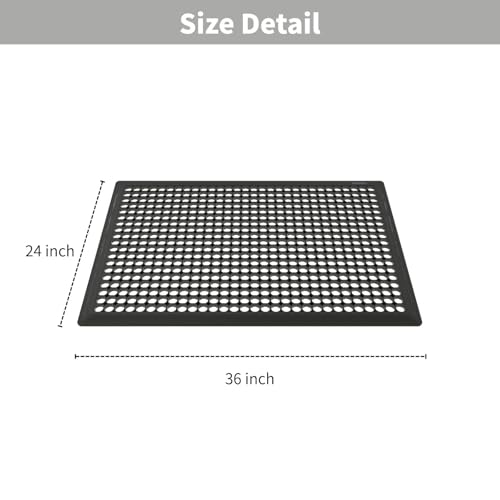 4 Pack Rubber Floor Mats 36”x24” - Heavy-Duty Non-Slip Kitchen Mat & Bar Floor Mat with Drain Holes, Odorless for Entrance, Restaurant, Indoor Outdoor - size: 36"x24" Drain Mats 4Pcs