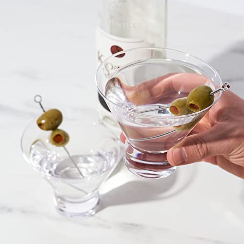 Viski Crystal Stemless Martini Glasses - Fun Cocktail Glasses, Crystal Clear Coupe Glass Gift Set, 7.5 oz, Martini Glasses Set of 4 - style: Stemless Martini Glasses