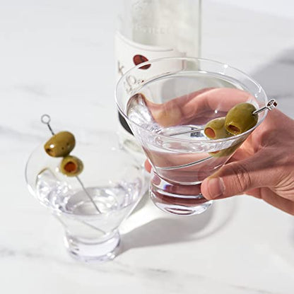 Viski Crystal Stemless Martini Glasses - Fun Cocktail Glasses, Crystal Clear Coupe Glass Gift Set, 7.5 oz, Martini Glasses Set of 4 - style: Stemless Martini Glasses