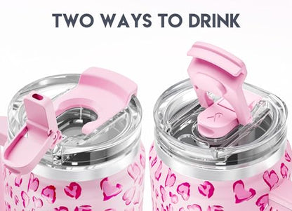 Meoky 40 oz Tumbler with Handle and Straw, Insulated Tumbler with Lid and Straw, Stainless Steel Travel Mug, Keeps Cold for 34 Hours, 100% Leak Proof, Fits in Car Cup Holder (Love) - color: Love, size: 40 Ounces