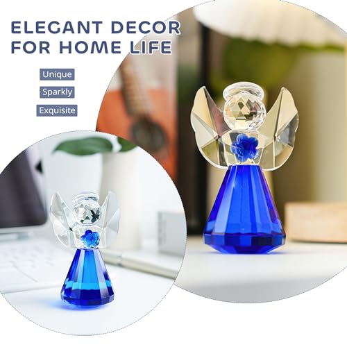 3.5'' Blue Crystal Guardian Angel Figurine,Glass Christmas Angel Ornaments - style: Blue Angel