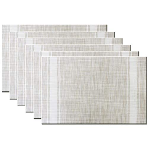 Placemats for Dining Outdoor Table Mats Washable Easy to Clean PVC Placemat (placemats Set of 6, White) - color: White, size: placemats set of 6