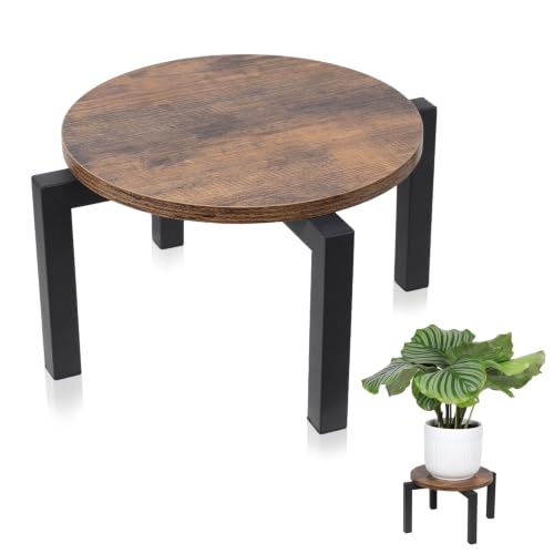 Vigordream Plant Stand Indoor, Heavy Duty Sturdy Metal Plant Pot Holder | Modern Wooden Planter Stool, Single Flower Pot Stands Low Short Planter Riser Flower Table Fits 5-14 Inch Pots - size: Large