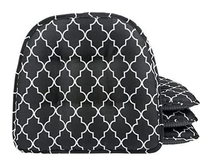 Non-Slip Chair Cushions, Assembled in USA, U-Shaped Skid-Proof Seat Pads for Dining Room, Kitchen, Office, 15"x16" - color: Geo Black, size: 4 Pack