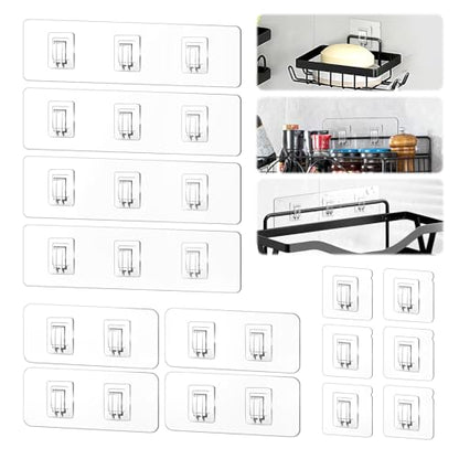 14 Pack Shower Caddy Replacement, Strong Hooks, No Drilling Shower Shelf, Hooks for Caddy, Soap Holder and Kitchen Racks - color: Transparent-Upgrade 14Pack
