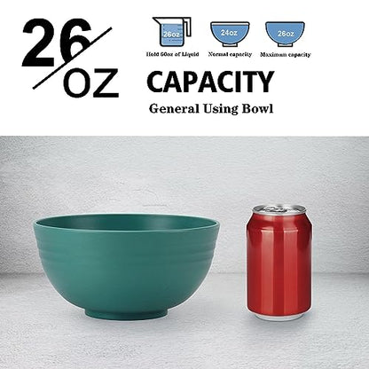 Wheat Straw Bowl Sets,8 PCS Unbreakable Cereal Bowls 26 OZ,Microwave and Dishwasher Safe Bowls,Kids Bowl suitable for cereal,salad,snack and soup (Green) - color: Green, size: 26 oz