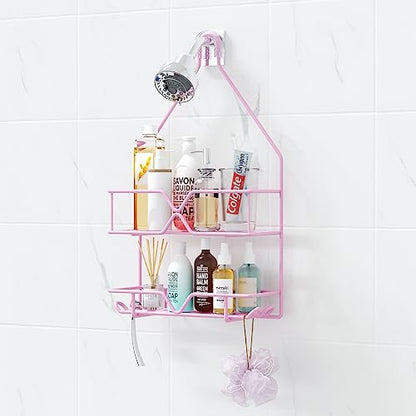 TreeLen Pink Shower Caddy Over Shower Head, Pink Bathroom Accessories, Gift for Girlfriend, Wife, Little Girl - color: Pink