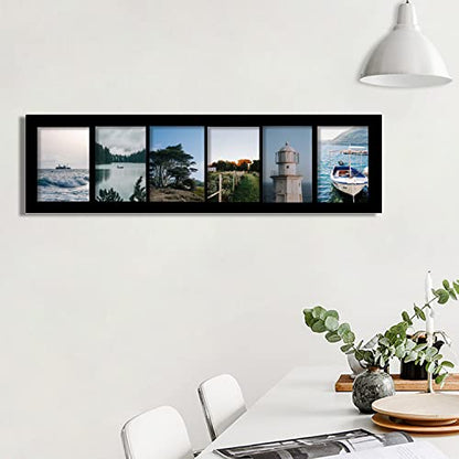 Adeco Decorative Handcrafted Wood Wall Hanging Collage Picture Frame with 6-5 x 7 Inch Openings - color: Black