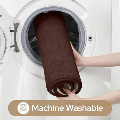 HOMEIDEAS Upgraded Bathroom Rugs Set 3 Piece, Ultra Soft Memory Foam Bath Mats, Super Absorbent Non Slip Washable U-Shaped Toilet Bath Rug (Brown, 17"x24"+20"x32"+U-Shaped 20"x24") - color: Brown