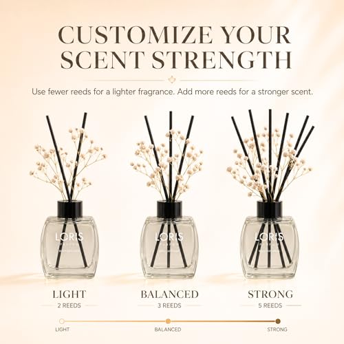 Loris Citrus & Lavender Reed Diffuser Set with Dried Flowers | Reed Diffusers for Home with Sticks | Bathroom Diffuser & Room Scent | Long-Lasting Home Fragrance | 120 mL / 4.06 fl oz - color: Citrus & Lavender