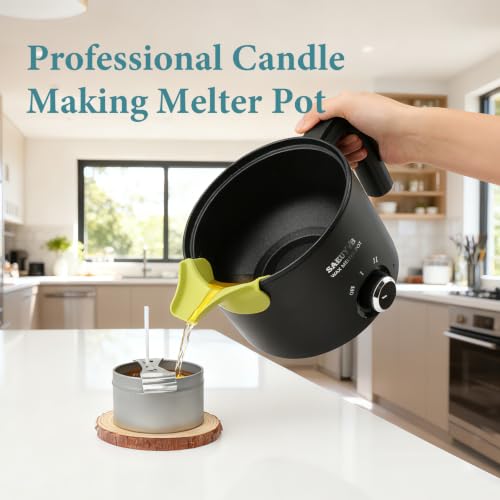 SAEUYVB 5lbs Soy Wax for Candle Making with 1.8L Wax Melter Pot | DIY Candle Making Supplies/Kit for Adults Beginnner,Including Soy Wax Flakes,Electric Wax Melter,Candle Wicks and More - color: black(1.8L)-5lb