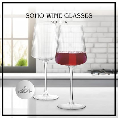 ARTLAND Soho Optic 14 oz Goblet, Set of 4 - Elegant Design, Versatile Use for Wine, Cocktails, and Beverages, Durable Construction, Great for Gatherings, Easy to Clean, Thoughtful Gift Idea (Clear) - color: Clear, style: Goblet (4-Piece)