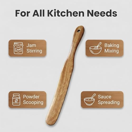 AOOSY Skinny Spurtle,11In Acacia Wood Spatula for Sourdough, Mixing | Long Handle Wooden Spatula for Sourdough Starter,Reaching Bottom of Jars, Spurtles Kitchen Tools for NonStick Cookware - size: 1 Pcs Wooden Spurtle