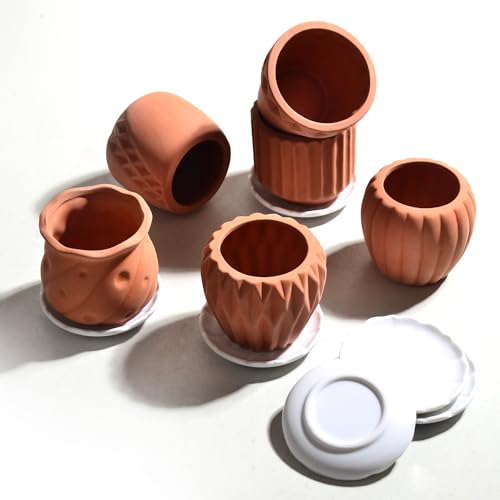 B SEPOR Ceramic Planters Handmade Mini Clay Flower Pot for Small Indoor Plant Succulent Cactus with Melamine Saucer Tray (Terracotta) - color: White Owls