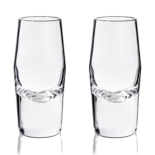 Viski Heavyweight Crystal Shot Glasses Set of 2 for Whiskey, Vodka, Tequila, 2 oz Handmade Home Bar Glasses Gift Set for Bachelor or Bachelorette Party, Groomsmen Gifts, Birthday & Wedding Gifts - style: Heavyweight Shot Glasses
