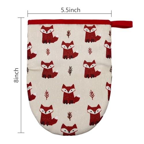 Cute Fox Mini Silicone Oven Mitts 2-Pack Set, Heat Slip Resistant Kitchen Gloves, Soft Short Oven Mittens for Safe Cooking Baking Grilling - color: Cute Fox