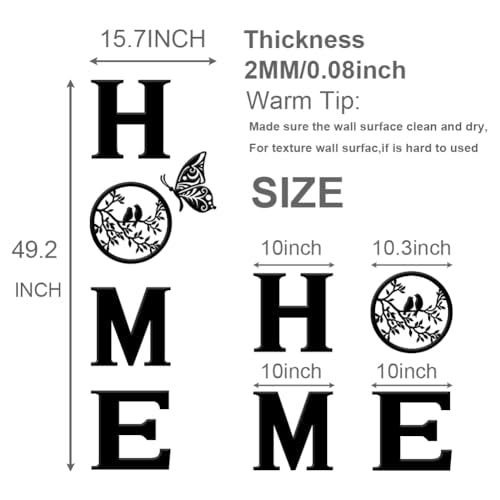 CrazyDeal Home Signs Decor Aesthetic Bird Wall Art Letter Wall decor for Living Room Bedroom Kitchen Farmhouse Wall Hanging Modern Decorations Large (Black Acrylic,49.2 X 15.7 Inch)