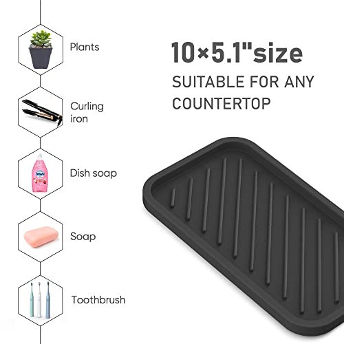 Silicone Sponge Holder-Large Thick Durable 10" Sink Organizer Tray-Kitchen | Thick Durable Sponge Caddy, Large Sink Tray, Dish Soap & Scouring Pad Holder, Countertop Drip Tray, Easy Clean, Rust-Proof - color: B-bl, size: 10x5.1inch