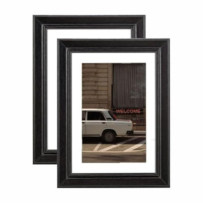 5x7 Picture Frame Black, Display 5x7 without Mat or 4x6 with Mat, Wall Gallery Photo Frames - color: Black Wood, size: 5x7 inches