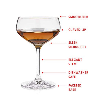Spiegelau Perfect Coupette Glasses, Crystal Clear Cocktail Glasses, Elegant Glassware for Wedding Gifts, Anniversary, Housewarming, Home Bar, Hosting Essentials, 8.3 oz, Set of 4 - style: Coupette Glasses