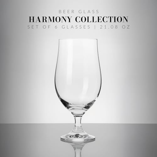 KROSNO Beer Glasses Set of 6, 16.9 oz, Harmony Collection | Drinking Glasses, IPA, Pilsner, Ale, Drinking Set, Lead-Free Crystal, Beer Stein, Dishwasher Safe - style: Beer 16.9 oz (Set of 6)