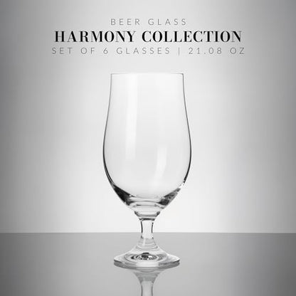 KROSNO Beer Glasses Set of 6, 16.9 oz, Harmony Collection | Drinking Glasses, IPA, Pilsner, Ale, Drinking Set, Lead-Free Crystal, Beer Stein, Dishwasher Safe - style: Beer 16.9 oz (Set of 6)