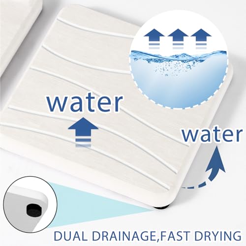 2PCS Water Absorbing Stone Tray, Fast Drying Stone Sink Tray, Water Absorbent Diatomite Trays, Stones Soap Trays, Diatomite Coasters for Kitchen Sink Bathroom Counter, Hand Soap Dish & Holders - color: 2pcs 21×10cm White Wave
