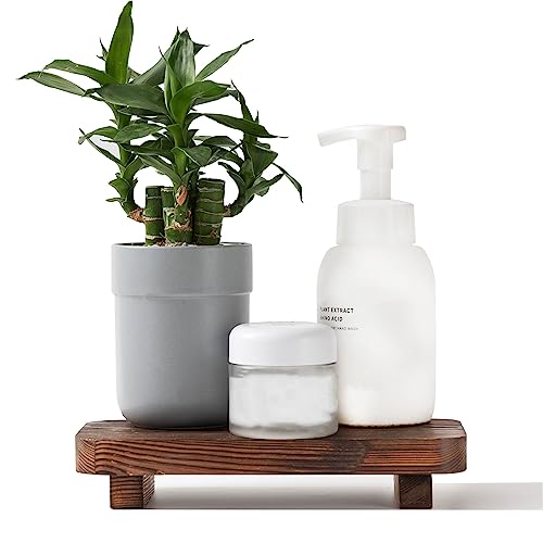 FLYIEE Wood Risers for Decor Display, Bathroom Counter Sink Decor, Dish Soap Tray Wood Tray for Kitchen Counter, Small Wooden Soap Stand, Wood Soap Pedestal, Soap Dispenser Stand Modern Farmhouse