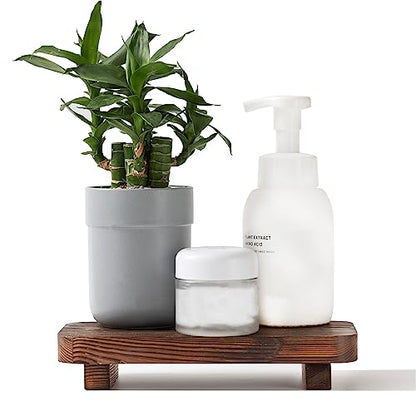 FLYIEE Wood Risers for Decor Display, Bathroom Counter Sink Decor, Dish Soap Tray Wood Tray for Kitchen Counter, Small Wooden Soap Stand, Wood Soap Pedestal, Soap Dispenser Stand Modern Farmhouse