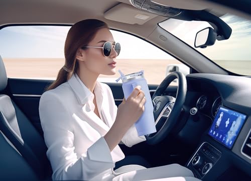Meoky 32 oz Tumbler with Handle, Insulated Tumbler with Lid and Straw, Stainless Steel Travel Mug, Keeps Cold for 24 Hours, 100% Leak Proof, Fits in Car Cup Holder (Lilac) - color: Lilac, size: 32 Ounces