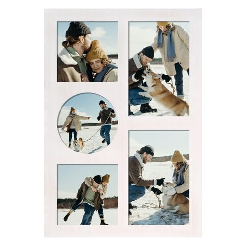 YESKAY Picture Frame Collage for 4x6 and 4x4 Photos,5-Opening Photo Frame Display,Family Photo Frames with Tempered Glass for Wall Decor(Rustic White_1Pack) - color: Rustic White, size: 4x4&4x6 - 5 Opening