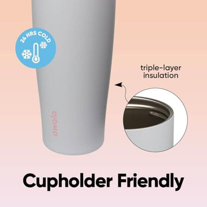Owala FreeSip Tumbler Stainless Steel Water Bottle 30 oz Beach House | Triple-Layer Insulation | Leak-Proof Lid with Push-Button | Double Threaded Lid for Left and Right Handed Drinking - color: Beach House, size: 30.1 Ounces