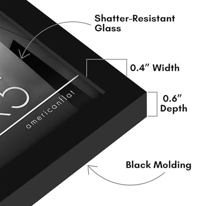 Americanflat 4x5 Picture Frame - Slim Molding - Black | Shatter-resistant glass, wall or tabletop display with included easel, triangle hangers included, secure turn-tab backing - color: Black, size: 4x5