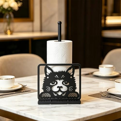 Paper Towel Holders Countertop - Paper Towel Holder Standing - Animal Paper Towel Holder Decorative Paper Towel Holders - Metal Paper Towel Holder Square Base (Cat) - color: Cat(matte Black)